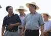 嘉禾公司总经理屈光全(左)向吴坚(左三)汇报油茶基地育苗工作情况
