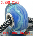 周富贵*千花琉璃饰品*镀银通管3.8MM孔trollbeads琉璃珠 TB216