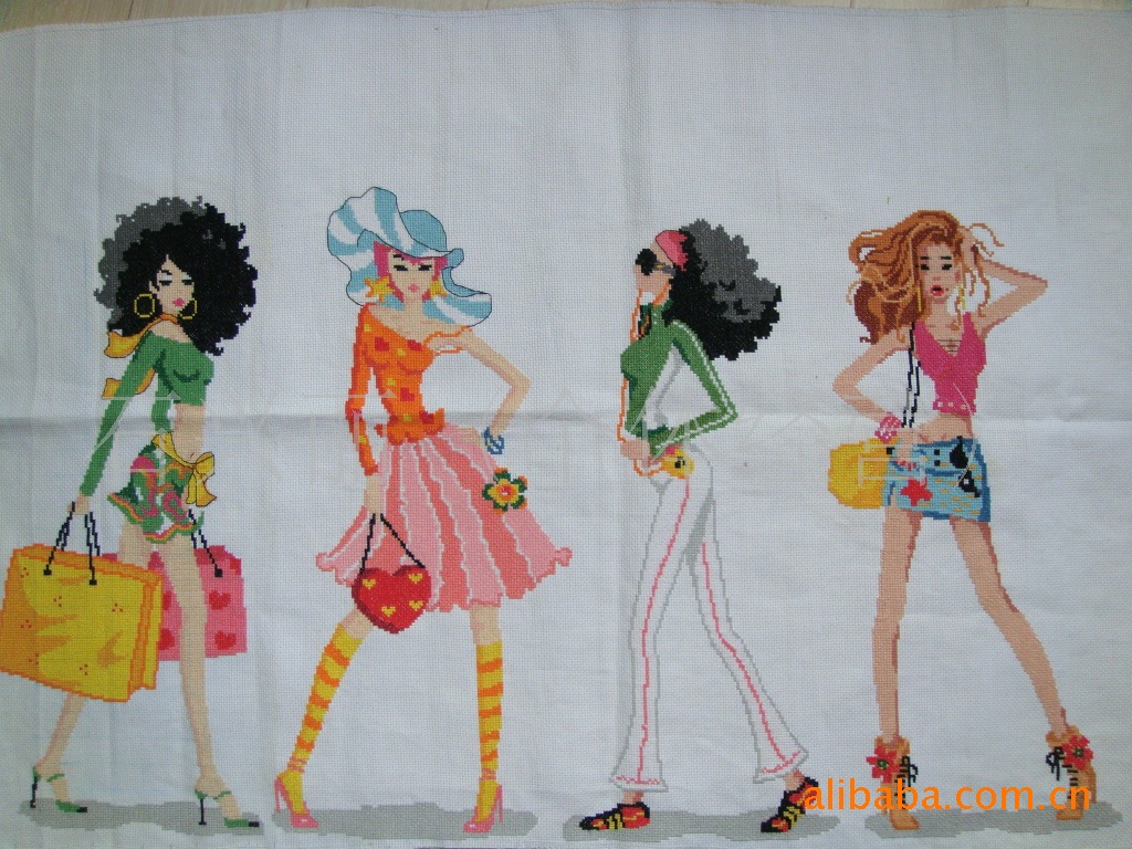 手工十字绣成品 特价 时尚美女--<em>摩登女郎</em> 168