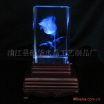 水晶玫瑰花,水晶内雕,3D内雕(可以定做LOGO)