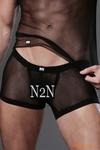 男式內褲N2N網紗系列黑色大平角褲批發代理一件代發