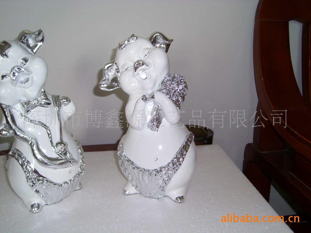 【白银情侣猪,现代家居饰品,家庭装饰品】