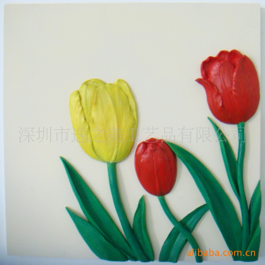 浮雕画无框画装饰画立体画3d画树脂工艺品郁金香