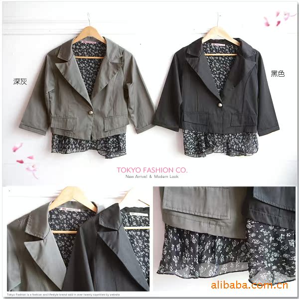 【秋装新品】9205#韩版雪纺<em>棉布</em>搭配假两件小