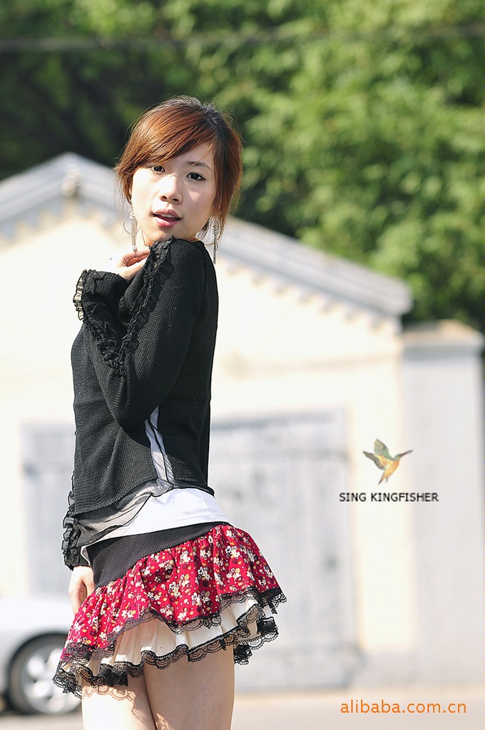 混批热销百搭淑女<em>俏妹妹</em>超短格子蕾丝裙3259