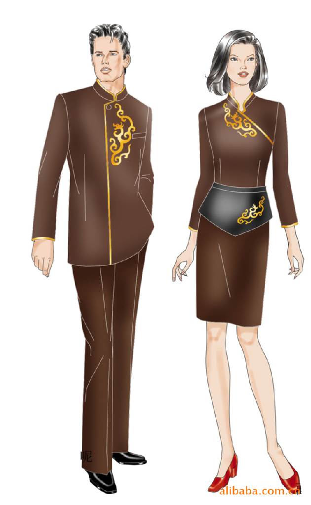 批量定制;加工酒店餐饮服务员服装批发–批量