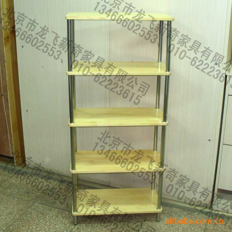 实木书架 置物架 书报架 五层架 拼插书架 不锈