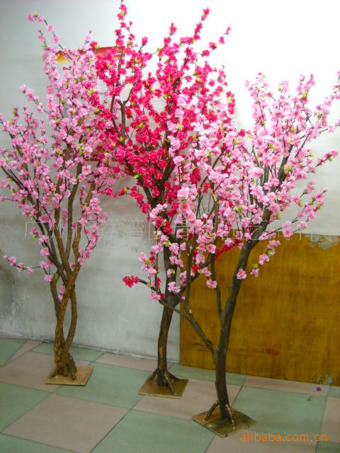 大量批发仿真桃花树春节用许愿,仿真植物价格