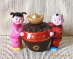 红泥坊接财纳福-96149 天津泥人张彩塑 开业礼品 庆典礼品