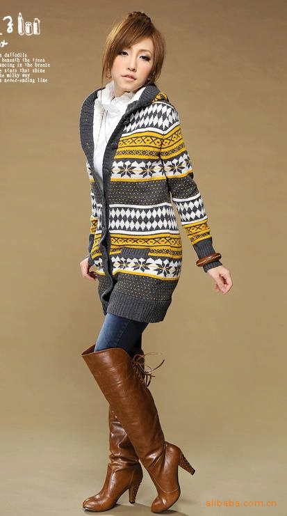 韩版<em>女式毛衣</em>外套 <em>休闲毛衣</em>B5-144长款毛衣外