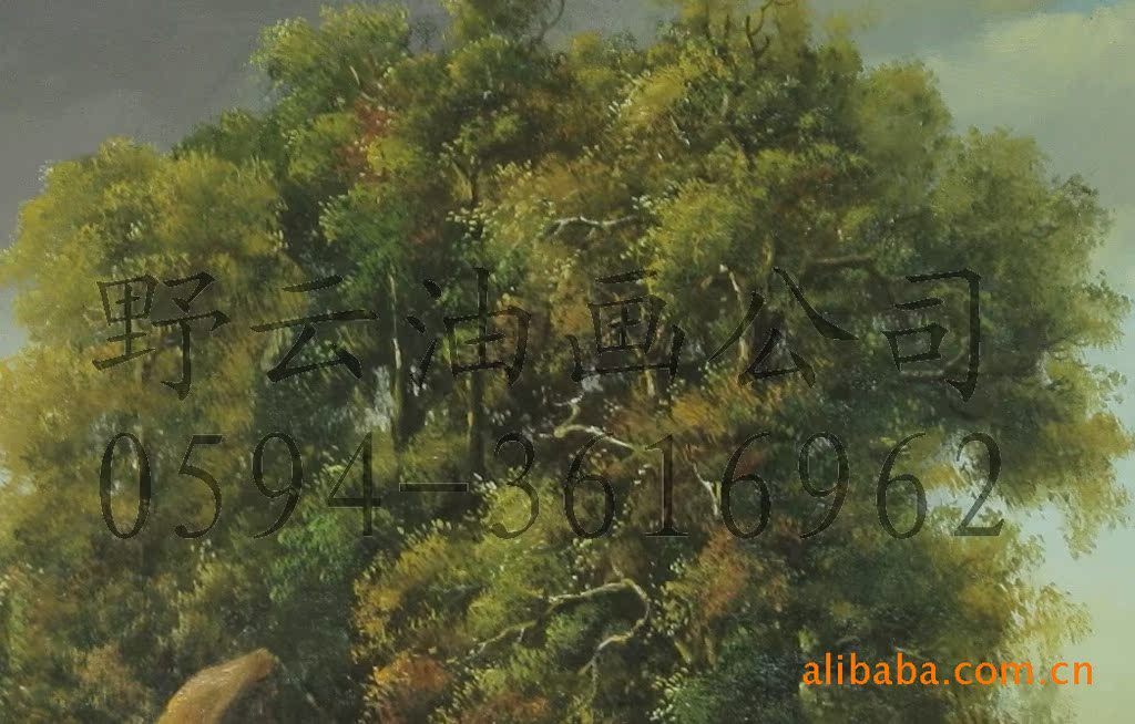 【画室直销】古典手绘风景山水树木油画.图片