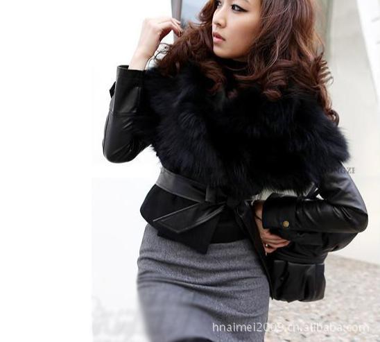 2011秋冬新款毛毛皮腰带<em>短皮草马甲</em>图片,201