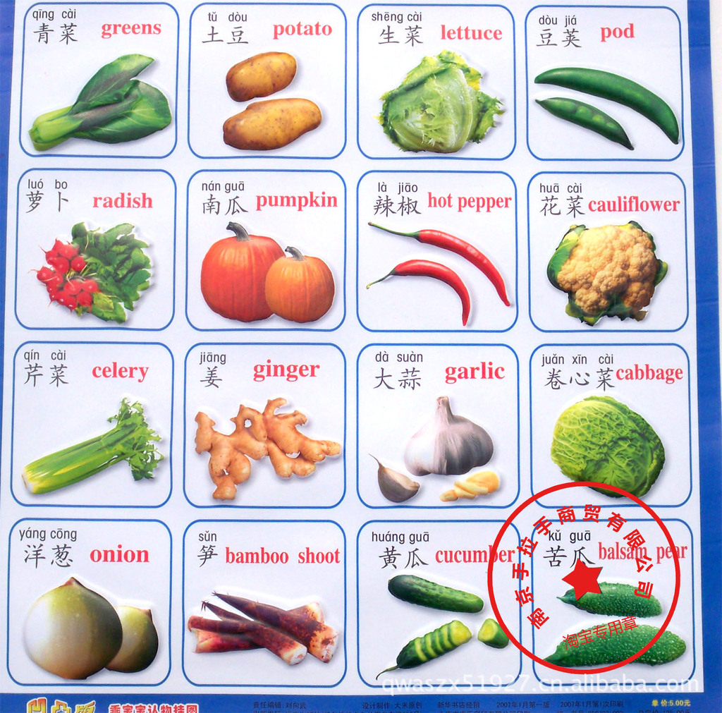 【营养丰富的蔬菜 专柜正版乖宝宝学习挂图 幼