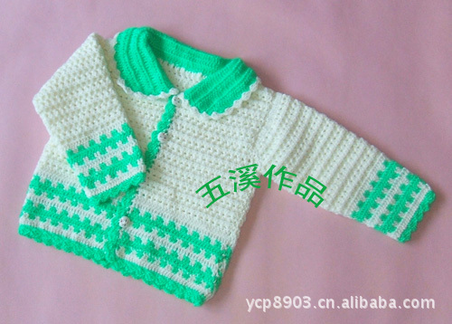 厂家直销 自主设计 纯手工<em>编织宝宝毛衣</em>三件套