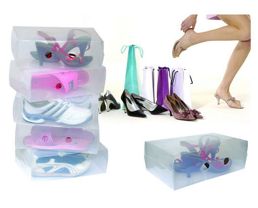 【超低价供应带提手女款透明塑料鞋子收纳盒1