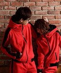 2011秋冬装新款韩版休闲运动高领带帽情侣套装 男装女装批发代理