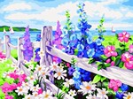 供应油画 30*40盛开的春天油画 仿真油画加工 DIY油画diy数字油画