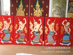 wu供应泰国产品,手工绘画,spa酒店家具,红底舞女画