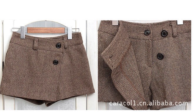 季新款女裤 韩版女式休闲裤 百搭<em>呢子短裤裙</em> 女