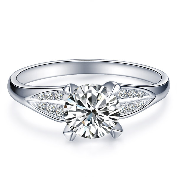 专柜正品 18K白金80分 IJ色南非<em>钻石女戒指</em>\钻