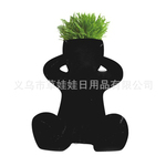 草娃娃酷哥小黑人/小白人 迷你盆栽 工艺品 牛牛家居摆件