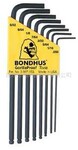 供应美国BONDHUS邦毫10932波头英制六角匙(黑色加长8支装)