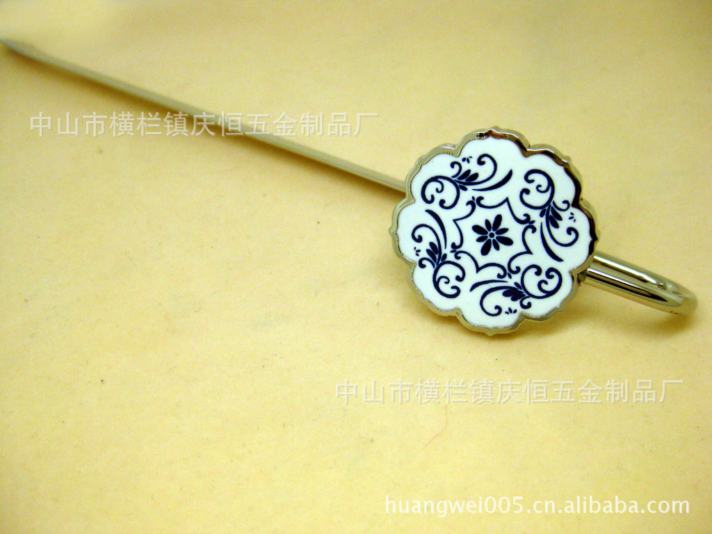 【现货青花瓷书签钥匙扣、锌合金礼品书签、高