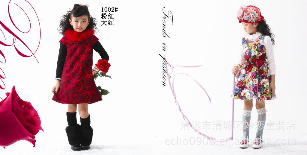 <em>批发</em>中大童<em>女童装</em>礼服裙 公主连衣裙 秋冬装背