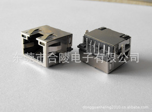 【大量供应优质优价】RJ45沉板式 连接器  DIP带灯带屏蔽（图）