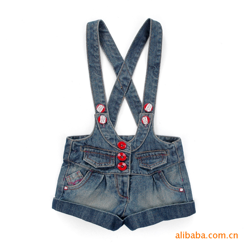 麦凯思童装 春夏秋款童装 <em>男童</em>女童<em>牛仔背带短</em>