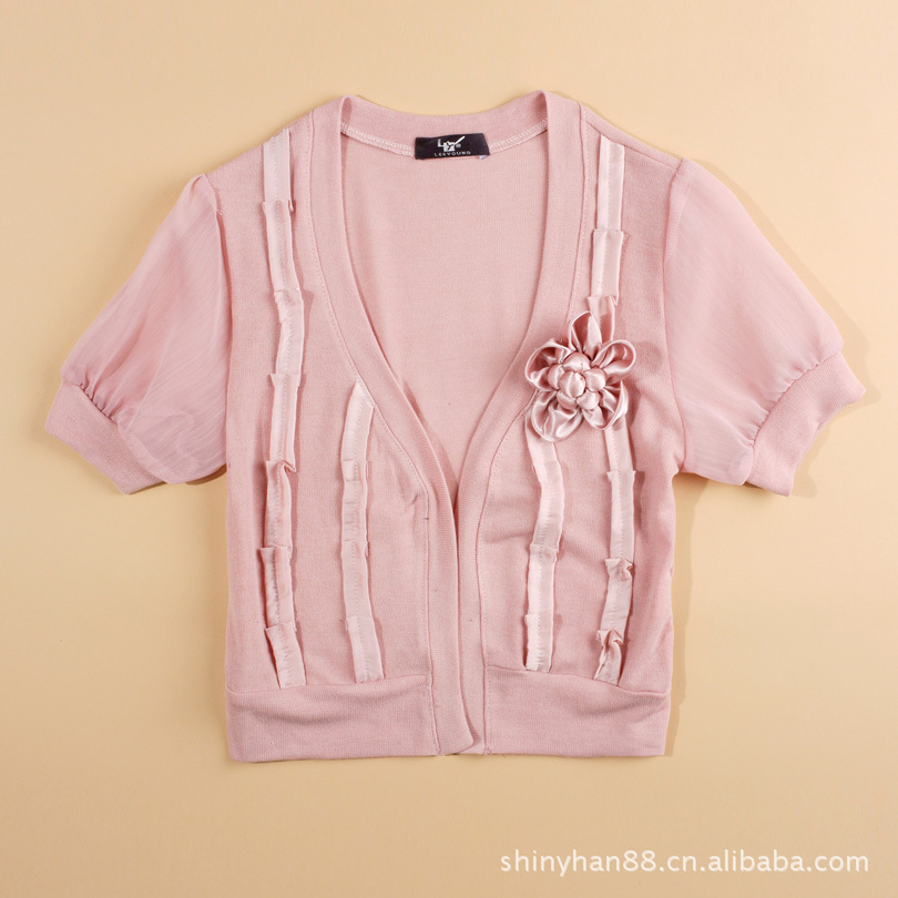 柔魅优雅时尚<em>开衫</em>个性<em>短装针织披肩</em>(配胸花) 针