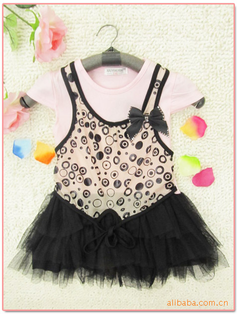 织里夏季儿童<em>服装批发</em> 蝴蝶结印花<em>女童</em>小摆裙