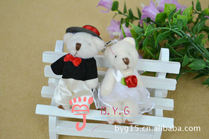 632-2 批发1元礼品 婚纱小熊手机挂件 卡通毛绒