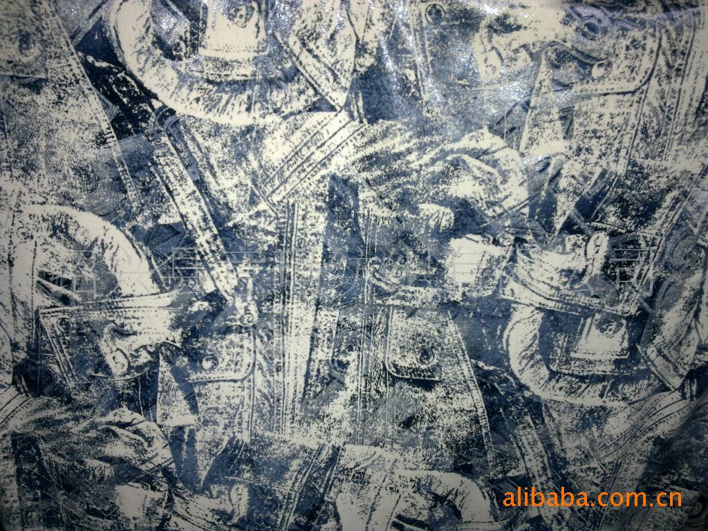 【供应纬编涤拉架 烫金 针织面料 弹性好 价格优