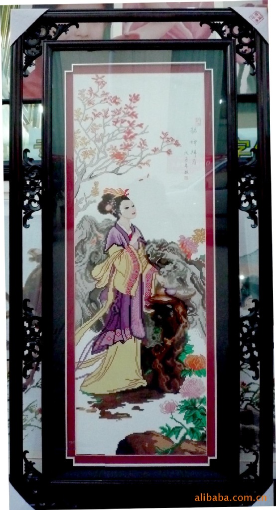 <em>四大美女</em> 纯棉布 人物 优质绣线 精细装裱的纯手