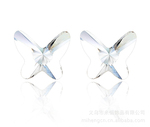 熱賣 時尚 奧地利世水晶耳釘-蝴蝶之吻（白色） 飾品批發