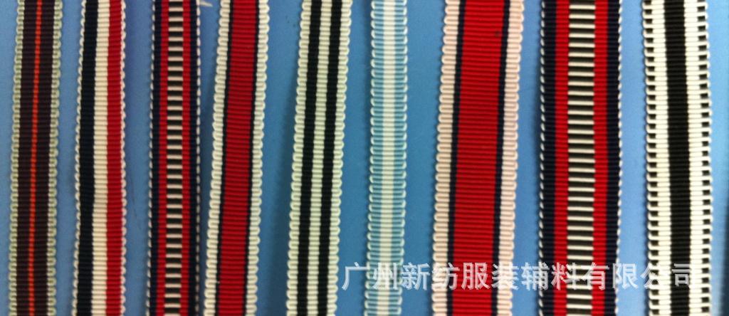 【15MM涤纶黑红白红黑横纹间色涤纶【帽带】