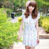 2011夏装新款vivi米娜推荐~日系荷叶领小碎花雪纺连衣裙_1891