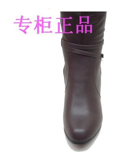 <em>加盟</em>分销<em>香香莉</em>正品皮带搭扣高跟圆头冬高帮靴