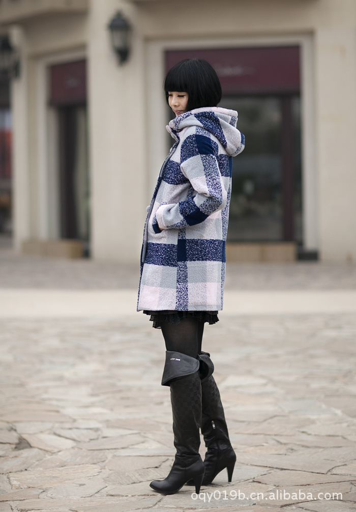 【<em>加厚</em>呢绒格子<em>长宽</em>外<em>女士</em>风衣新款女装 <em>女士</em>