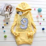 代发~李孝利推荐女装抓绒卫衣加厚款女士外套套头卫衣连帽140黄