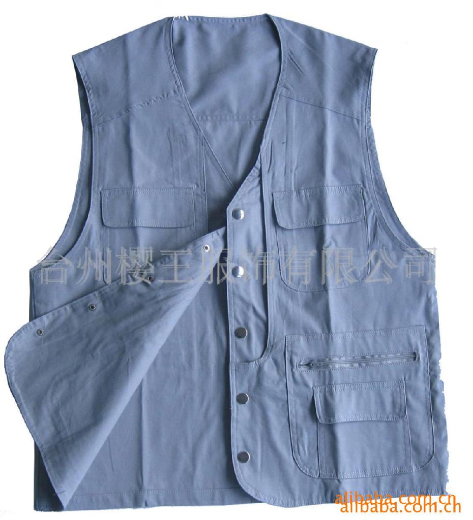 饰-浙江厂家定做百分百全棉多口袋钓鱼背心-钓