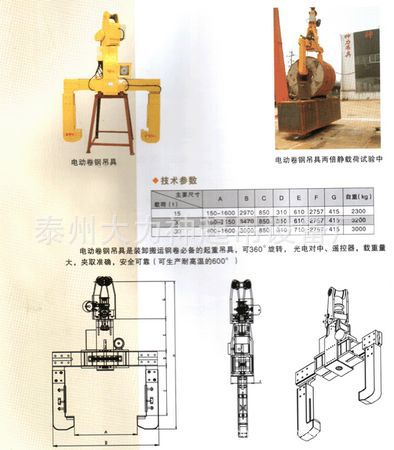 大力神供应可旋转电动夹具40t 电动卧卷夹具系列-可定做