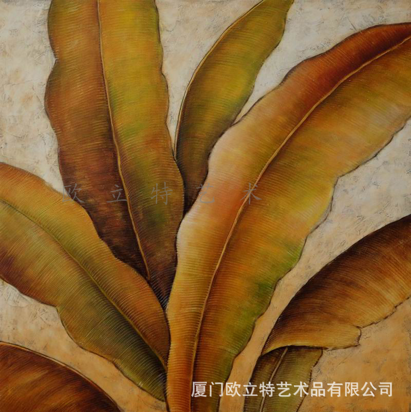 专业生产纯手绘装饰油画,酒店油画,抽象,印象油画,树叶,林