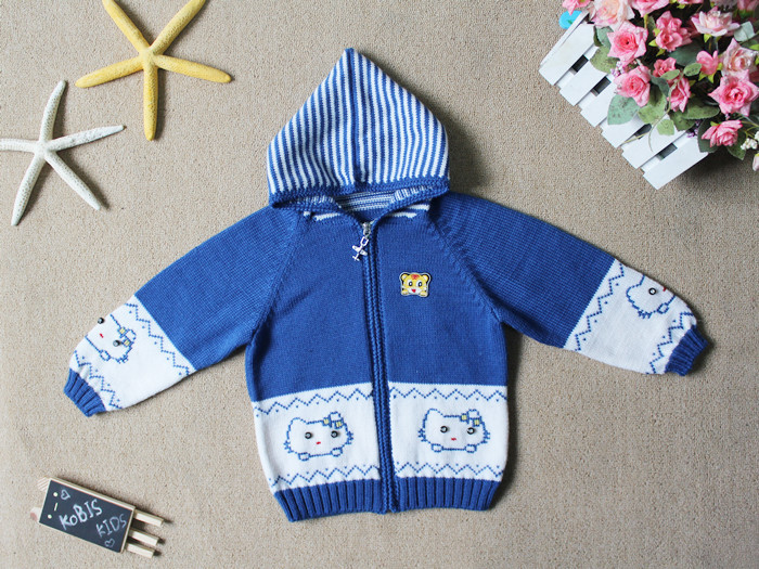 手工编织<em>幼儿羊毛</em>拉链<em>开衫</em>/男女童毛衣帽衫/可