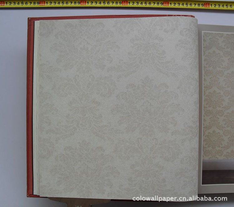 PVC大马士革图案墙纸 卧室客厅满铺大面积贴