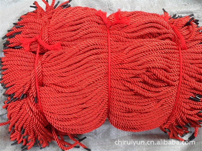 【厂家直供大红、喜庆红色包芯三股绳】价格,