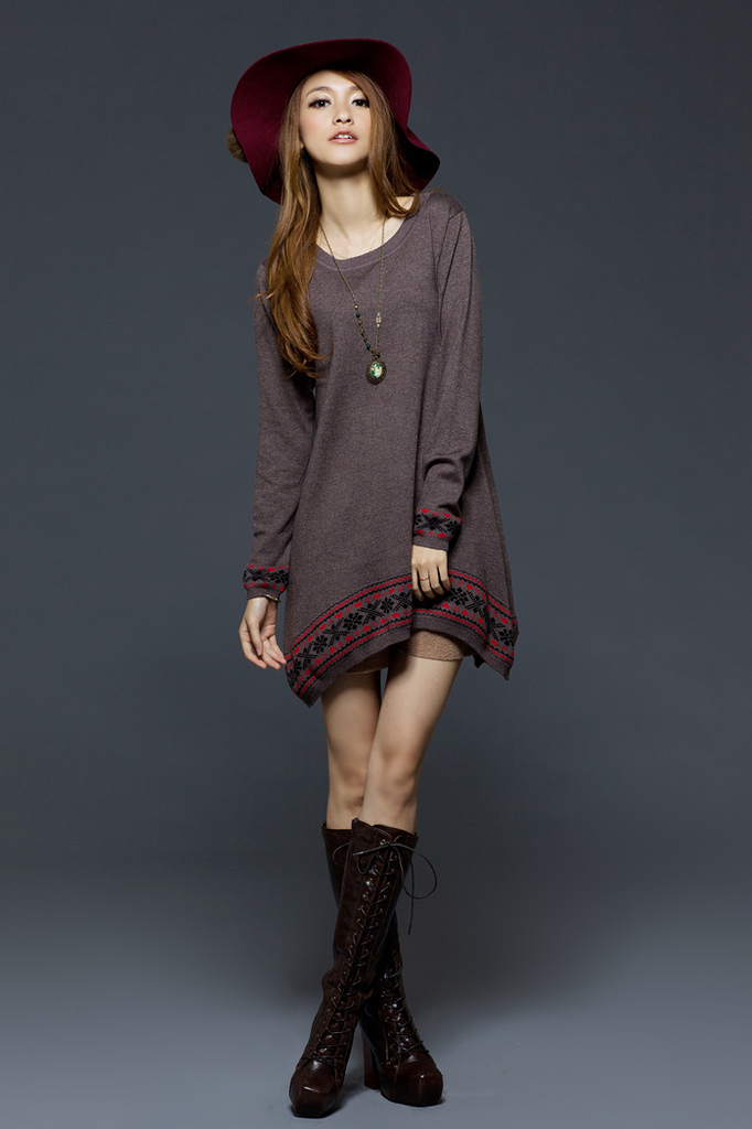 女装加盟代理代销 异域民族风<em>袖口花边</em>长款毛