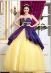 蔡美月品牌礼服 2011新款晚礼服 紫蓝点雪纱 S5076