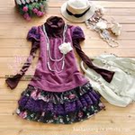 秋冬毛呢连衣裙 女装批发 新款春装批发 碎花连衣裙